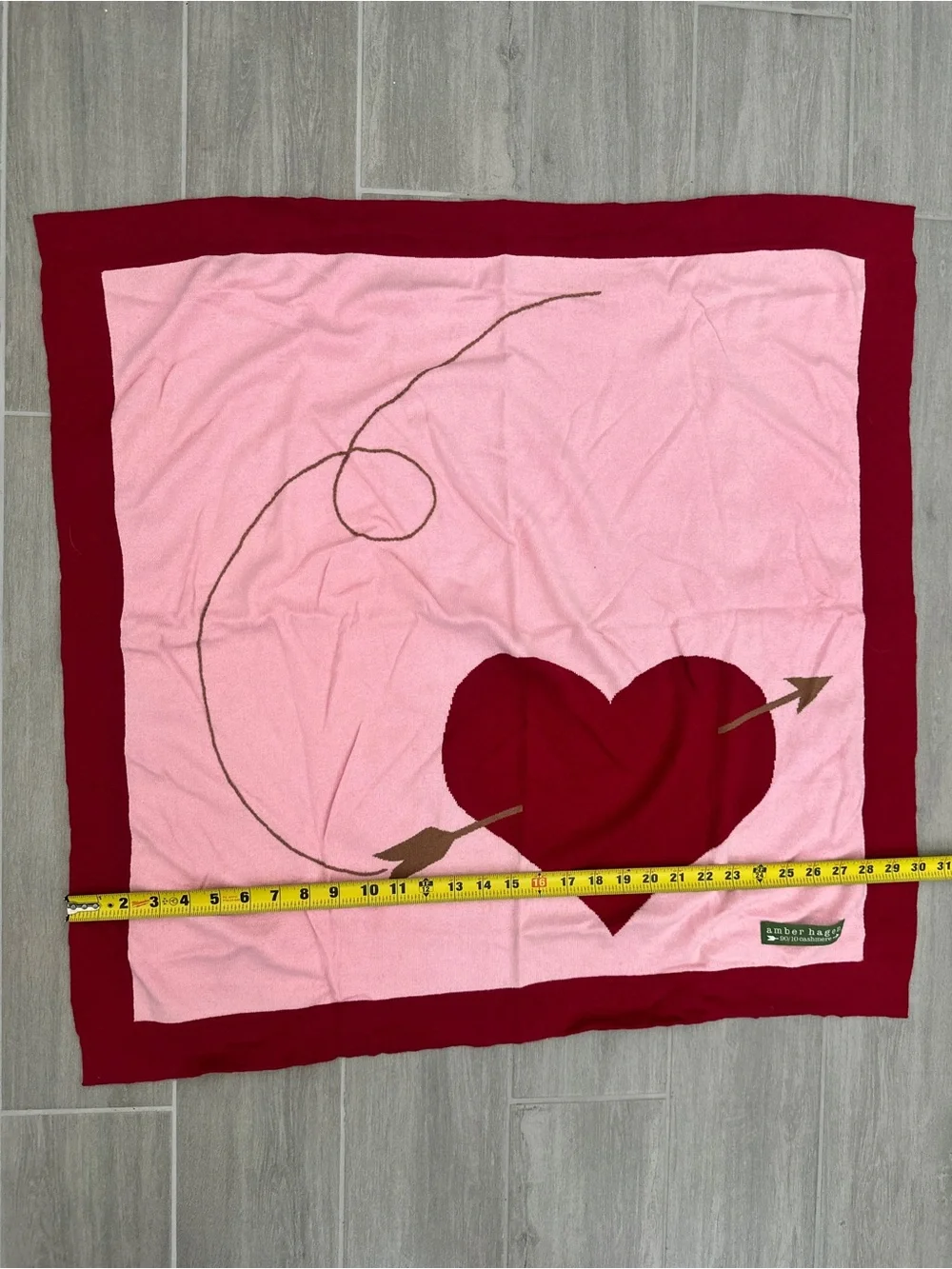 Amber Hagen 90/10 Cotton Cashmere Blend Heart and Arrow Knit Throw Blanket